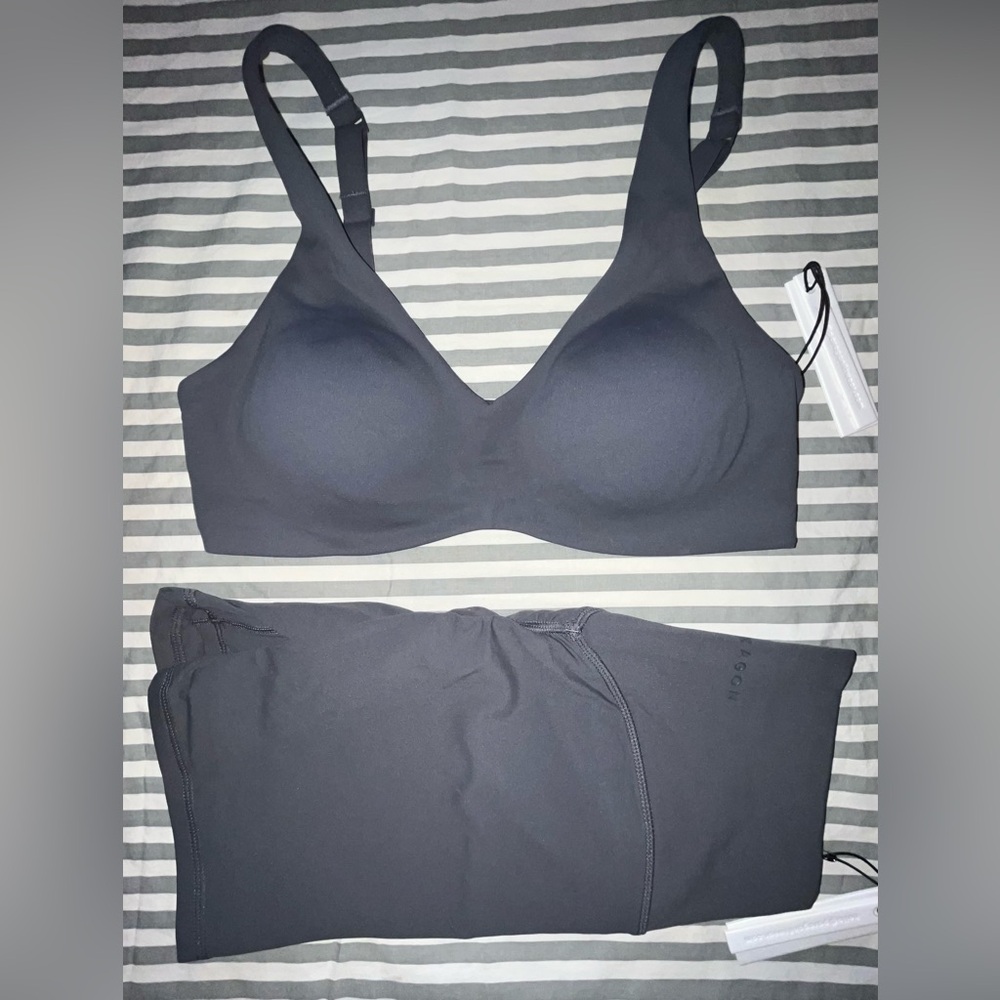 Paragon Fitwear FormLux Curve LiteSculpt Bra + Formlux 5" Shorts in Carbon Sz M